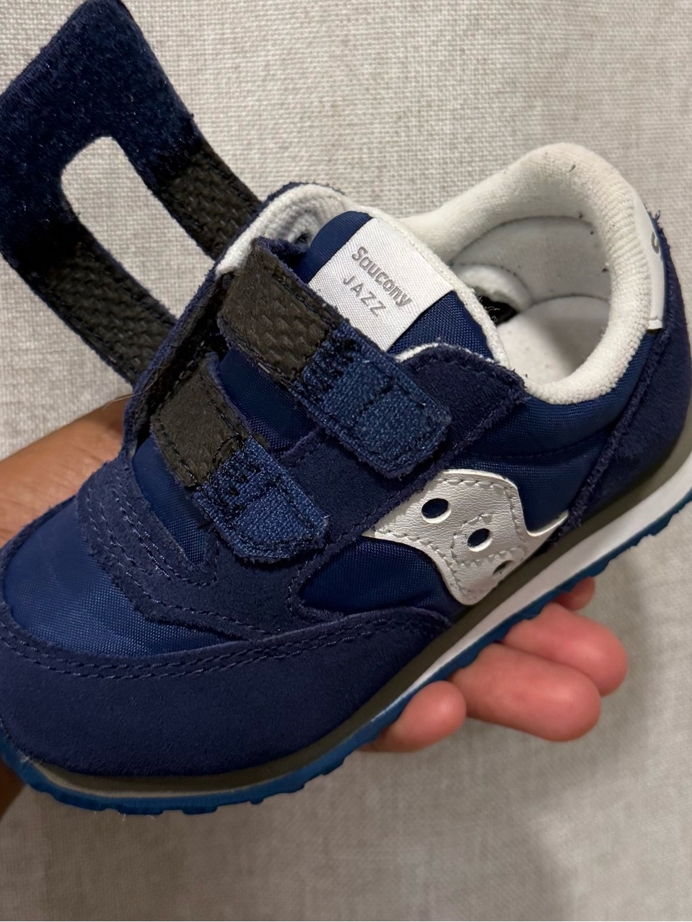 Saucony Kids Navy and White Hook-and-Loop Jazz Sneakers